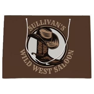Personalized Wild West Saloon Western Cowboy Boots Large Gift Bag