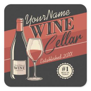 Personalized Wine Cellar Bottle Tasting Room Bar Square Sticker