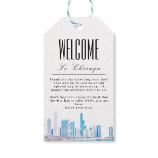 Personalized Wintery Chicago Skyline Welcome Gift Tags