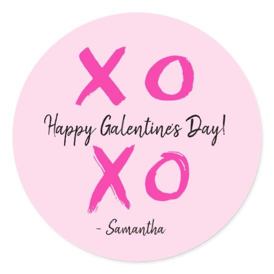 Personalized XOXO - Happy Galentine's Day Cute Classic Round Sticker