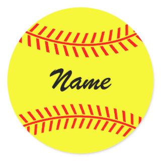 Personalized yellow softball stickers