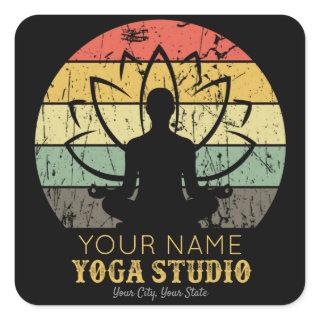 Personalized Yoga Studio Fitness Instructor Guru  Square Sticker
