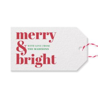 Personalizeed Merry and Bright Year Red/Green  Gift Tags