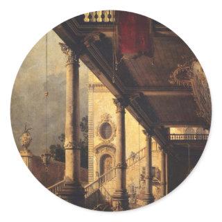 Perspective with a Portico Classic Round Sticker