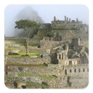 Peru, Machu Picchu. The ancient citadel of Square Sticker