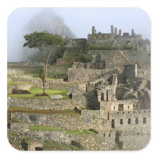 Peru, Machu Picchu. The ancient citadel of Square Sticker