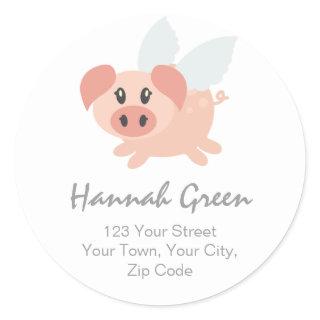 Pesrsonalised Flying Pig Address Stickers