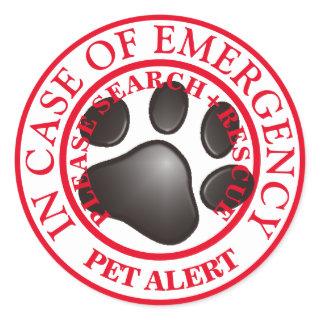 PET ALERT CLASSIC ROUND STICKER