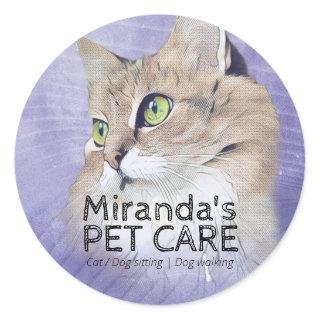 Pet Care Sitting Bathing Grooming Beauty Salon Cat Classic Round Sticker