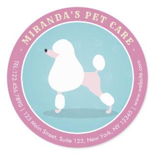 Pet Care Sitting Bathing Grooming Salon Food Shop Classic Round Sticker