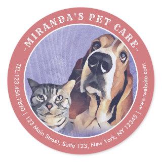 Pet Care Sitting Bathing Grooming Salon Food Shop  Classic Round Sticker