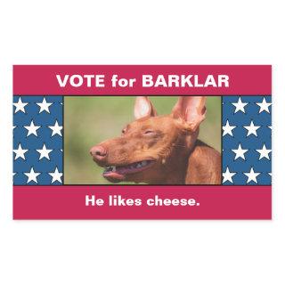 Pet Dog Photo On Funny USA Flag Election Campaign Rectangular Sticker