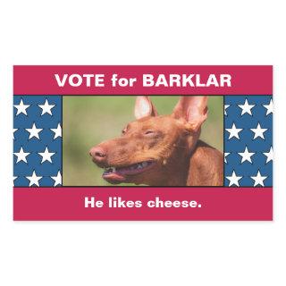 Pet Dog Photo On Funny USA Flag Election Campaign Rectangular Sticker