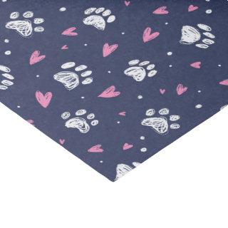 Pet Paw Print Heart Doodle Pattern Valentine's Day Tissue Paper