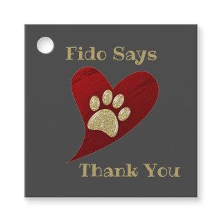 Pet Sitter Thank you Gold Paw Print Appreciation Favor Tags