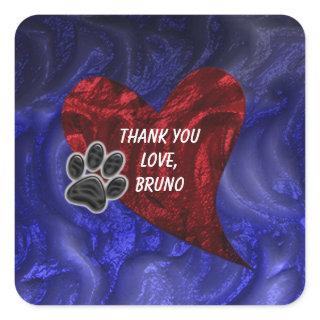 Pet Sitter Thank You Paw Heart Animal Appreciation Square Sticker