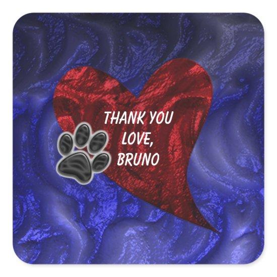 Pet Sitter Thank You Paw Heart Animal Appreciation Square Sticker