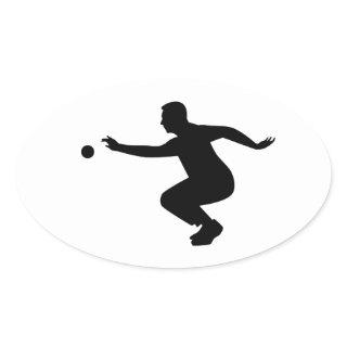 Petanque player oval sticker