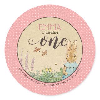 Peter Rabbit | Baby Girl's First Birthday Classic Round Sticker