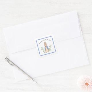 Peter Rabbit Blue Vintage Baby Shower Square Sticker