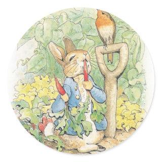 Peter Rabbit In The Garden - Beatrix Potter Classic Round Sticker