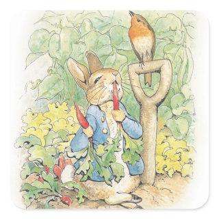 Peter Rabbit In The Garden - Beatrix Potter Square Sticker