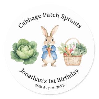 Peter Rabbit Veggie Basket Baby Shower Favor Classic Round Sticker