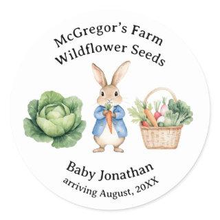 Peter Rabbit Veggie Basket Baby Shower Favor Classic Round Sticker