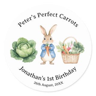 Peter Rabbit Veggie Basket Baby Shower Favor Classic Round Sticker