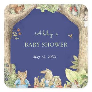 Peter the Rabbit Forest Friends Baby Shower Square Sticker