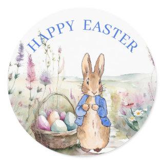 Peter the rabbit Happy Easter  Classic Round Sticker