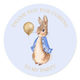 Peter the Rabbit pastel blue background  Classic Round Sticker