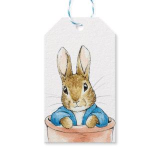 Peter the Rabbit Sitting in a Plant Pot  Gift Tags