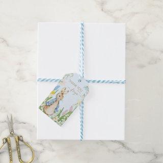 Peter the Rabbit Spring Blooms Blue Baby Shower Gift Tags