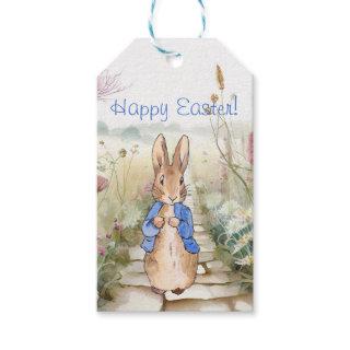 Peter the Rabbit wildflowers Happy Easter Gift Tags
