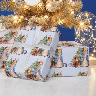 Peter the Rabbit with Elf and Christmas tree