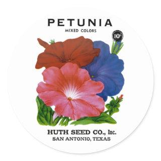 Petunia Vintage Seed Packet Classic Round Sticker