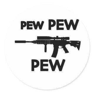 Pew pew gun classic round sticker