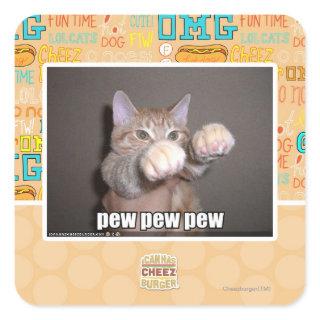 Pew pew pew square sticker