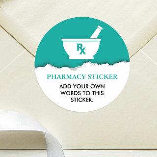 Pharmacology Mortar and Pestle Symbol Customized Classic Round Sticker