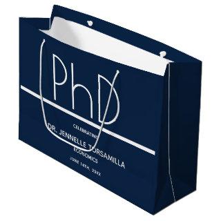 PhD degree Blue Graduation Party Large Gift Bag