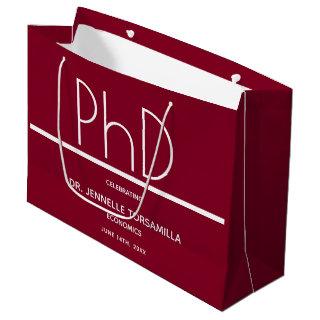 PhD degree Burgundy Graduation Party Large Gift Bag