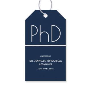 PhD degree Graduation Party Blue Gift Tags