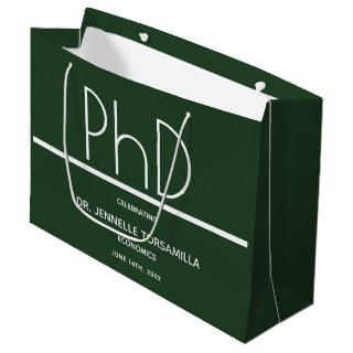 PhD degree Green Graduation Party Large Gift Bag