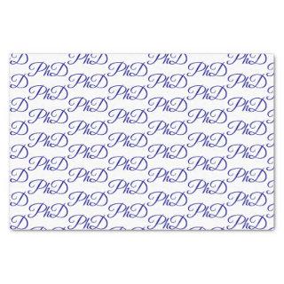 PhD degree White Blue Graduation Celebration Tissue Paper