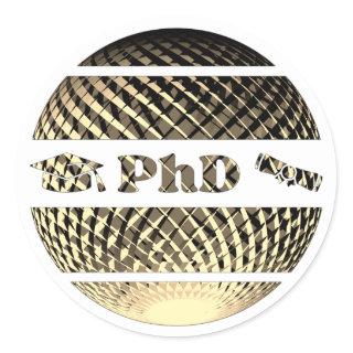 PhD graduation gold Classic Round Sticker