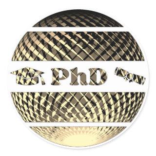 PhD graduation gold Classic Round Sticker