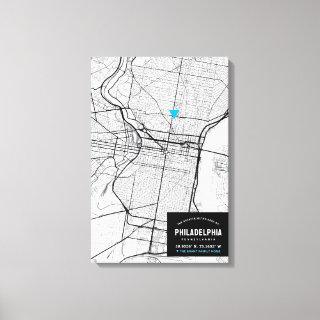 Philadelphia City Map + Mark Your Location Canvas Print