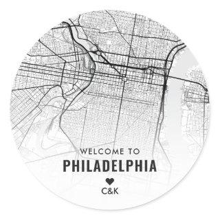 Philadelphia City Map | Wedding Welcome Classic Round Sticker