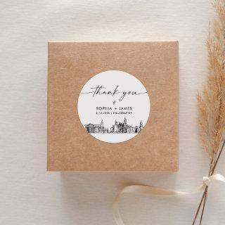 Philadelphia Thank You Favor 3" (sheet of 6) Classic Round Sticker